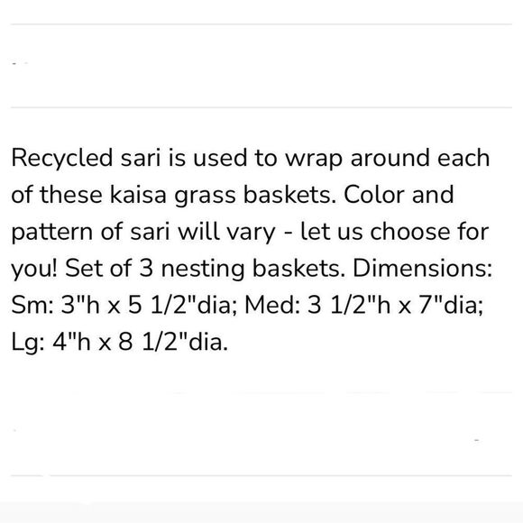 SERRY Set of 3 Chandi Colorful Recycled Sari Sustainable Woven Basket Set NEW - Picture 15 of 16